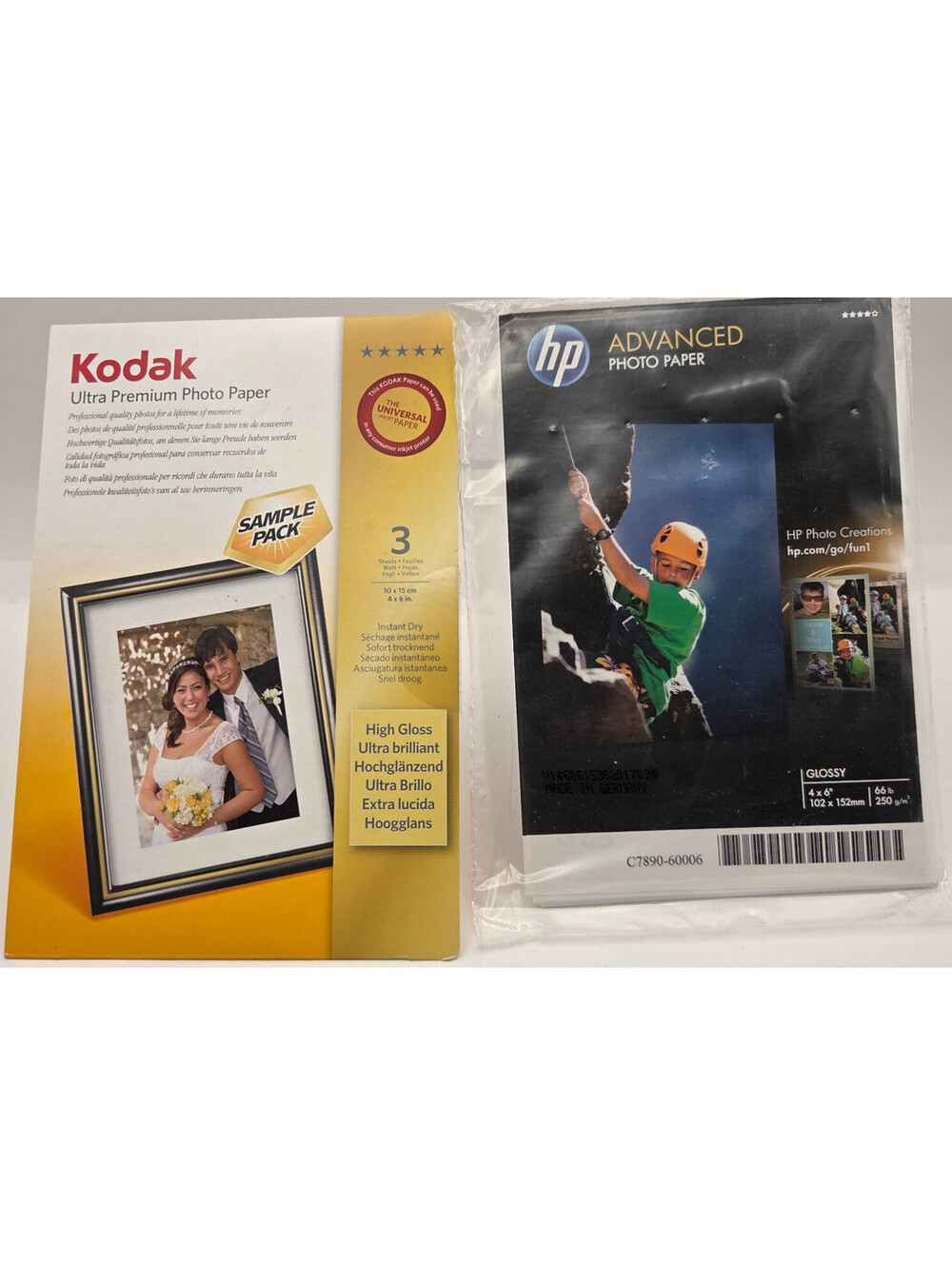 HP Kodak Photo Paper Lot 4x6 4x5 Glossy Inkjet Printer Paper Sample Packs